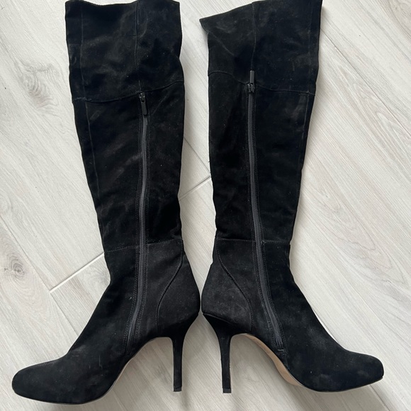 White House Black Market Shoes - White House black market black suede fold over boots 9